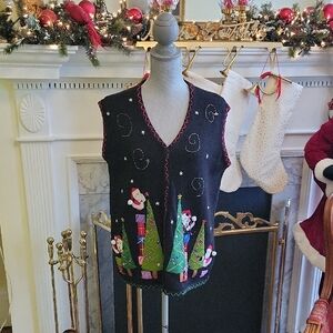 Vtg Christmas Sweater Vest